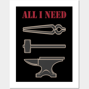 Retro Blacksmithing Metalworks Tools Gift Shirt Posters and Art